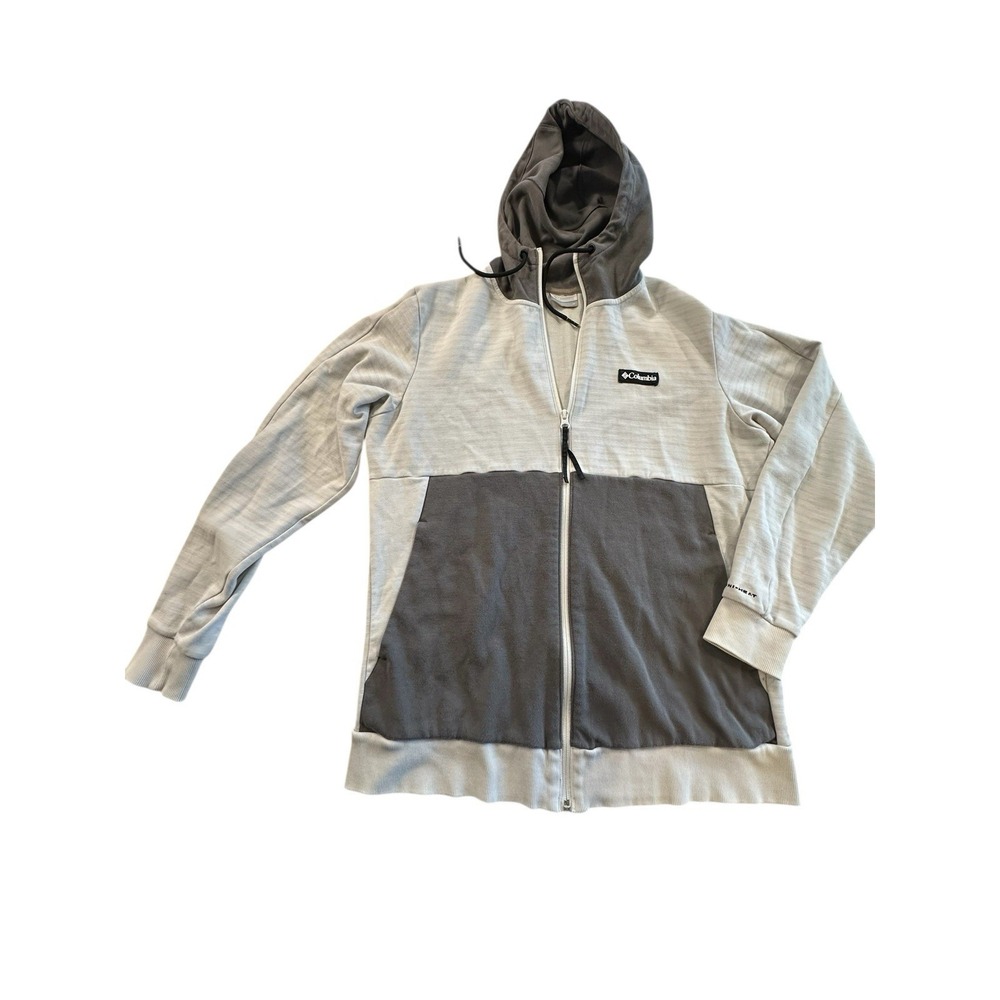 Columbia Zip Up Hoodie Mens CSC 1938 Long Sleeve Size‎ Medium Light Gray EUC